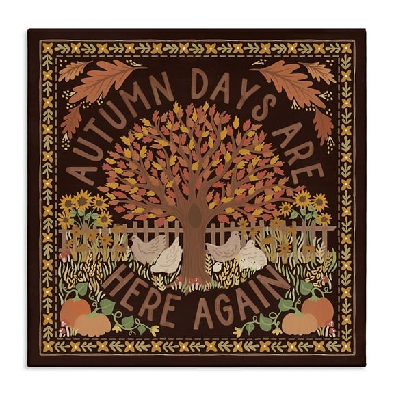 Stupell Industries Autumn Days on Brown Landscape Painting Gallery Wrapped Canvas Art Print Wall Art, 17 x 17