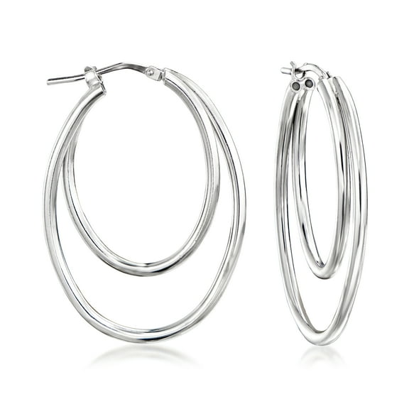 Ross-Simons Italian Sterling Silver Double-Oval Hoop Earrings, Women's, Adult