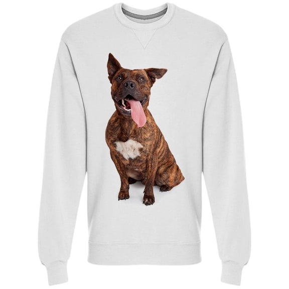 Brindle Sticking Out His Tongue Sweatshirt Men -Image by Shutterstock, Male XX-Large