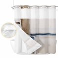 thumbnail image 2 of Beige Brown Blue No Hook Shower Curtain Waterproof, Bathroom Curtains with Snap in Liners and See Through Top Window, Vintage Abstract Mottled Texture Hotel Style Bathtub Curtains Shower 72"Wx78"L, 2 of 8