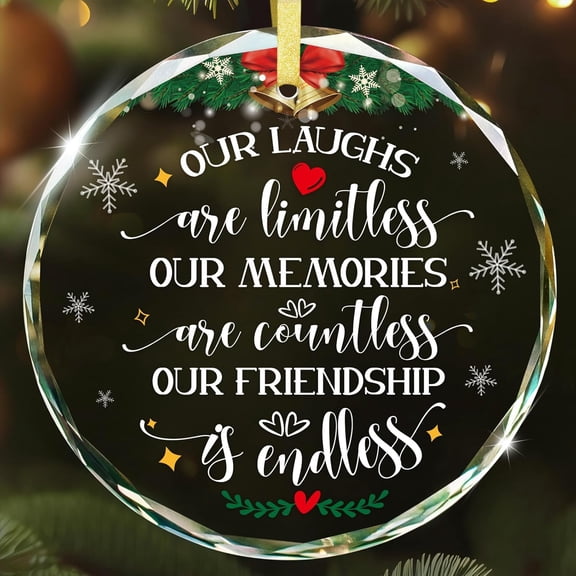 Our Friendship is Endless Christmas Ornaments Gifts for Women - Glass Best Friend Ornaments for Christmas Tree Decorations Friendship Gifts for Best Friends Women Female