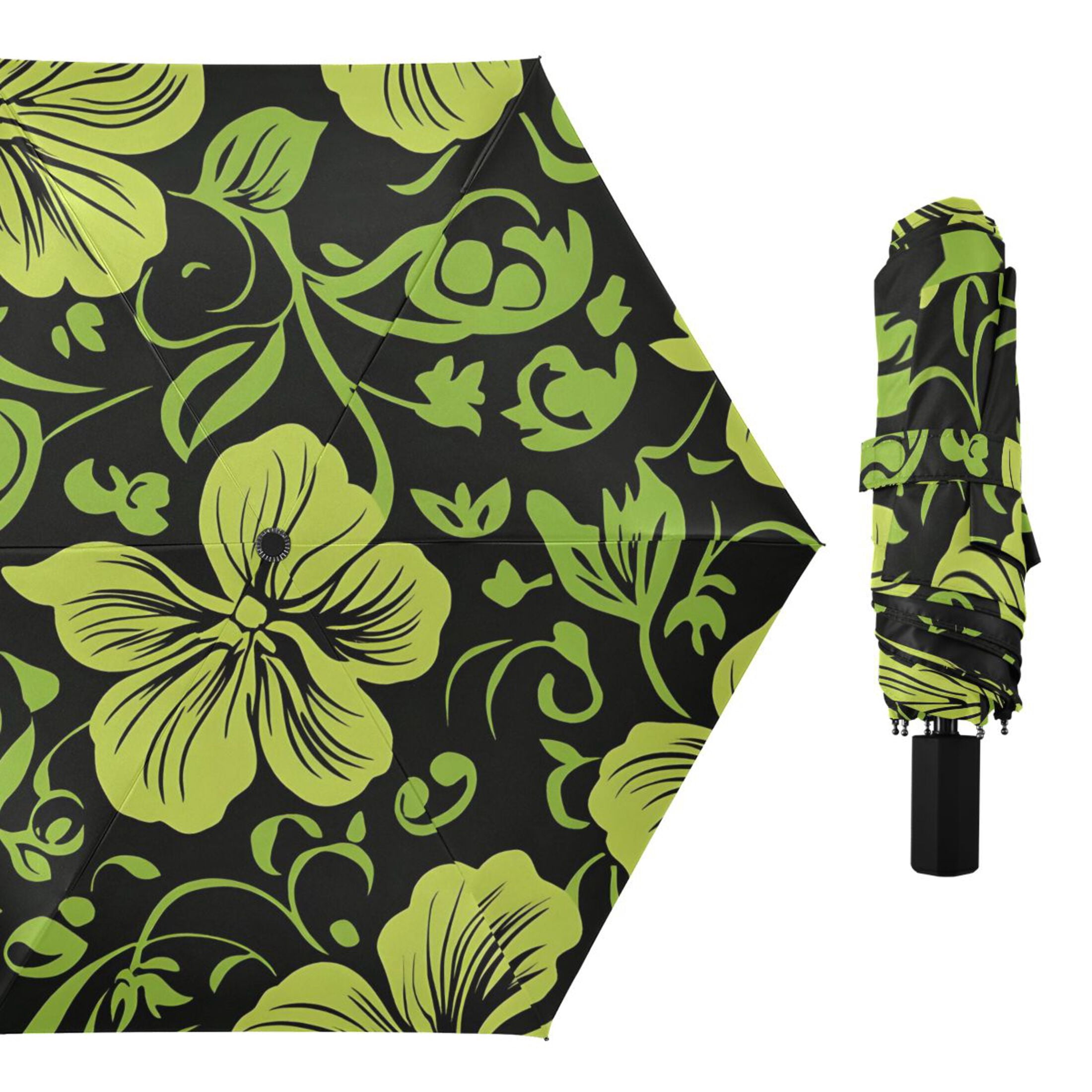 ALAZA Elegant Tropical Floral-h7 UPF 50+ Compact Folding Umbrella for Rain Travel Umbrella Packable