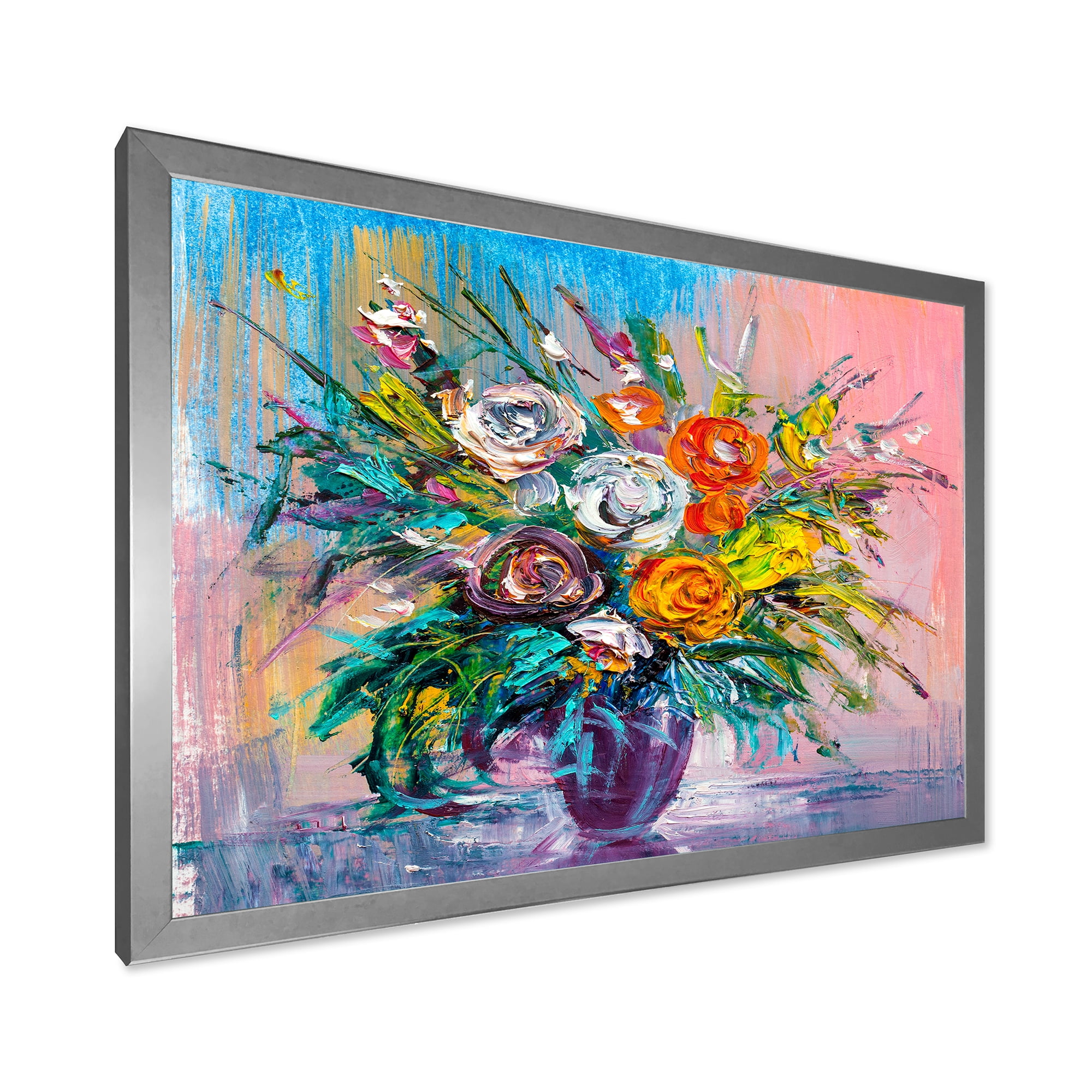 Designart 'Bouquet Of Vibrant Colored Flowers' Traditional Framed Art Print