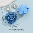 thumbnail image 5 of Camellia Flower Dangle Earrings for Women Cowboy Statement Big Exaggerated Fabric Hoop Huggie Blue Floral Studs Gold Plated Long Drop Dangling Earring Fashion Jewelry Gifts, 5 of 12