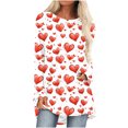 thumbnail image 2 of YWDJ Valentines Day Clothes Long Sleeve Tops for Women Plus Size Holiday Tops Plus Size Long Round Neck Polyester Casual Love Heart Printed for Leggings for Valentines Gifts Pink 3XL, 2 of 5