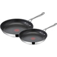 thumbnail image 1 of Jamie Oliver by Tefal Nonstick Coated Stainless Steel Pan Set 9.5" & 11", Induction Compatible, Oven Safe up to 500°F, Chef's Stainless Steel Skillet, Frying Pan, Kitchen Essentials, Silver, 1 of 6