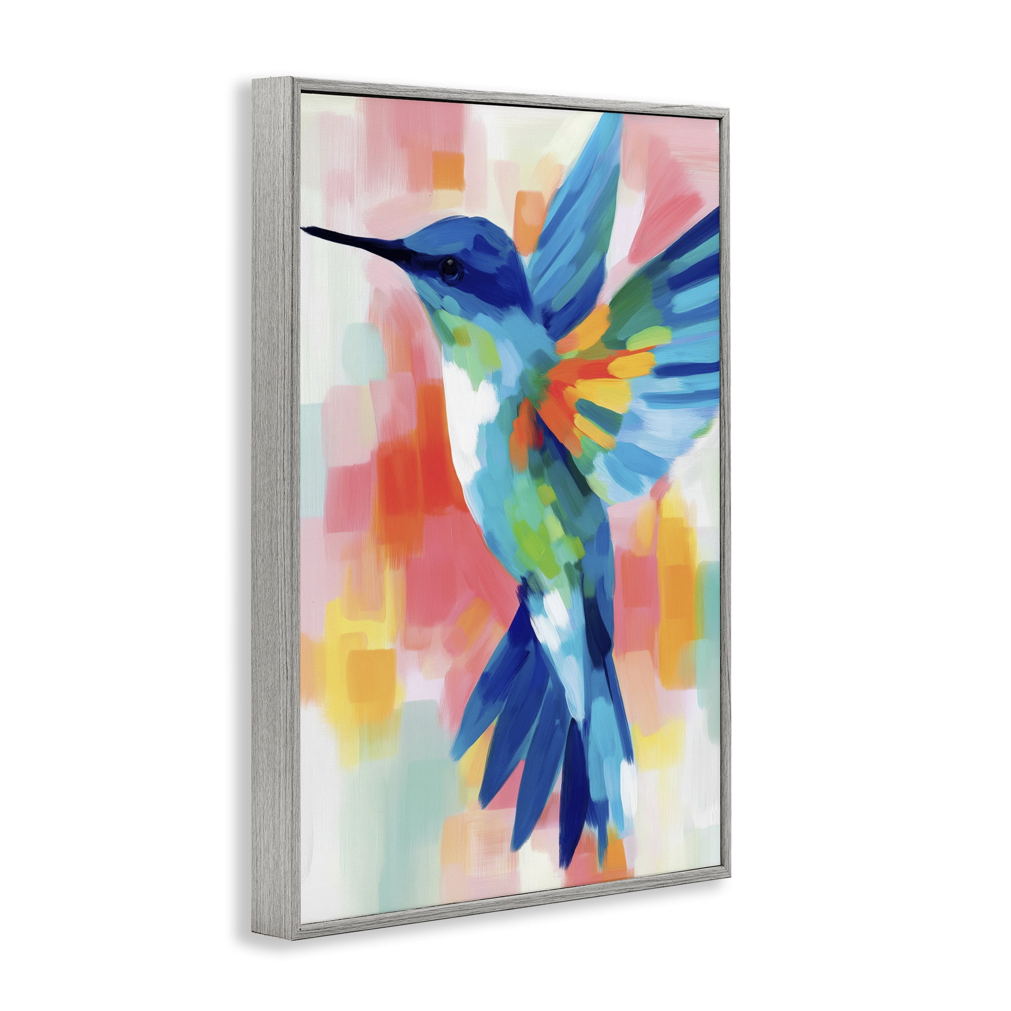 Stupell Industries Blue Hummingbird in Flight Gray Framed Giclee Art, design by Chromatic Storm Studio