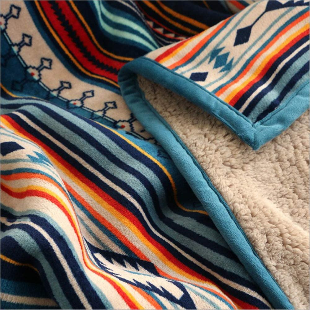 Ukeler Flannel Sherpa Throw 50'' x 60''- Bohemian Soft Plush Flannel Blanket Throws for Bed/Couch/Sofa/Office/Camping