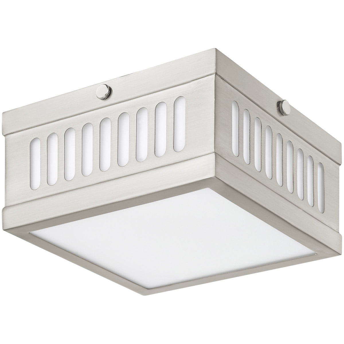 7.5 inch 2 Light Brushed Nickel Ceiling Light fixture with Hand Blown Satin Opal White Glass Shade