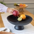 thumbnail image 6 of Folkulture Wood Fruit Bowl or Decorative Pedestal Bowl for Table Décor, Wooden Fruit Bowl for Kitchen Counter or Farmhouse Centerpiece, 12-inch Large Bowls for Breads, Mango Wood, Black, 6 of 7