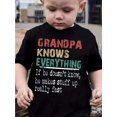 thumbnail image 1 of Grandpa Knows Everything Print Tee Tops, Boys Round Neck Casual Short Sleeve Comfortable Soft Premium T-shirt, 1 of 7