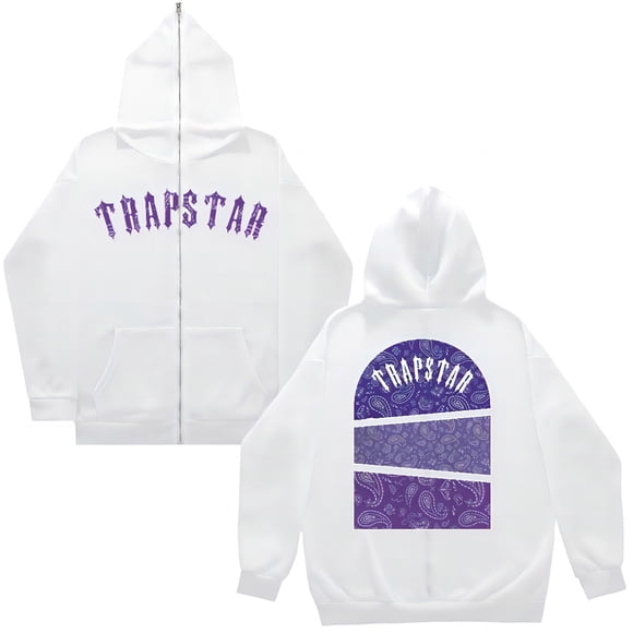 Womens Tops Trapstar Hoodies for Women Long Sleeve Graphic Sweatshirts Loose Trapstar Street Hip-hop Pullover Sweatshirts Womens Shirts(White, S)