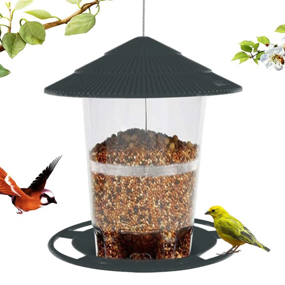 MesaSe Large Bird Feeder Hanging Seed Feeder Plastic Wild Bird Seed Feeder with Waterproof Roof and Drain Hole Durable and Foldable Bird Food Container Bird Supplies for Outdoors Garden B