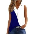 thumbnail image 1 of Timegard Womens Tank Top V Neck Ruched Irregularly Sleeveless Tunic Top Casual Color Block Tee Comfy, 1 of 5