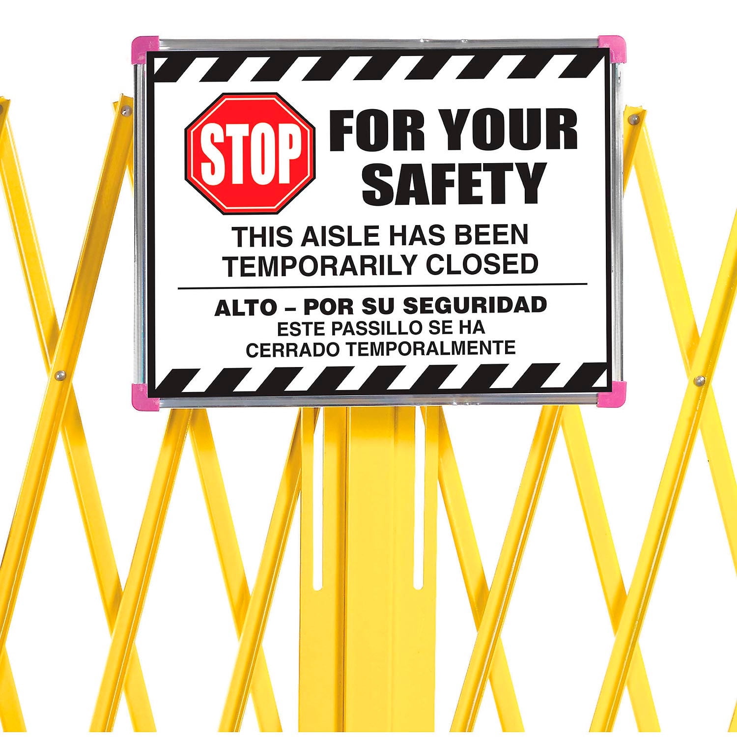 Global Industries 652923 Barricade Security Gate with Sign, Safety Yellow