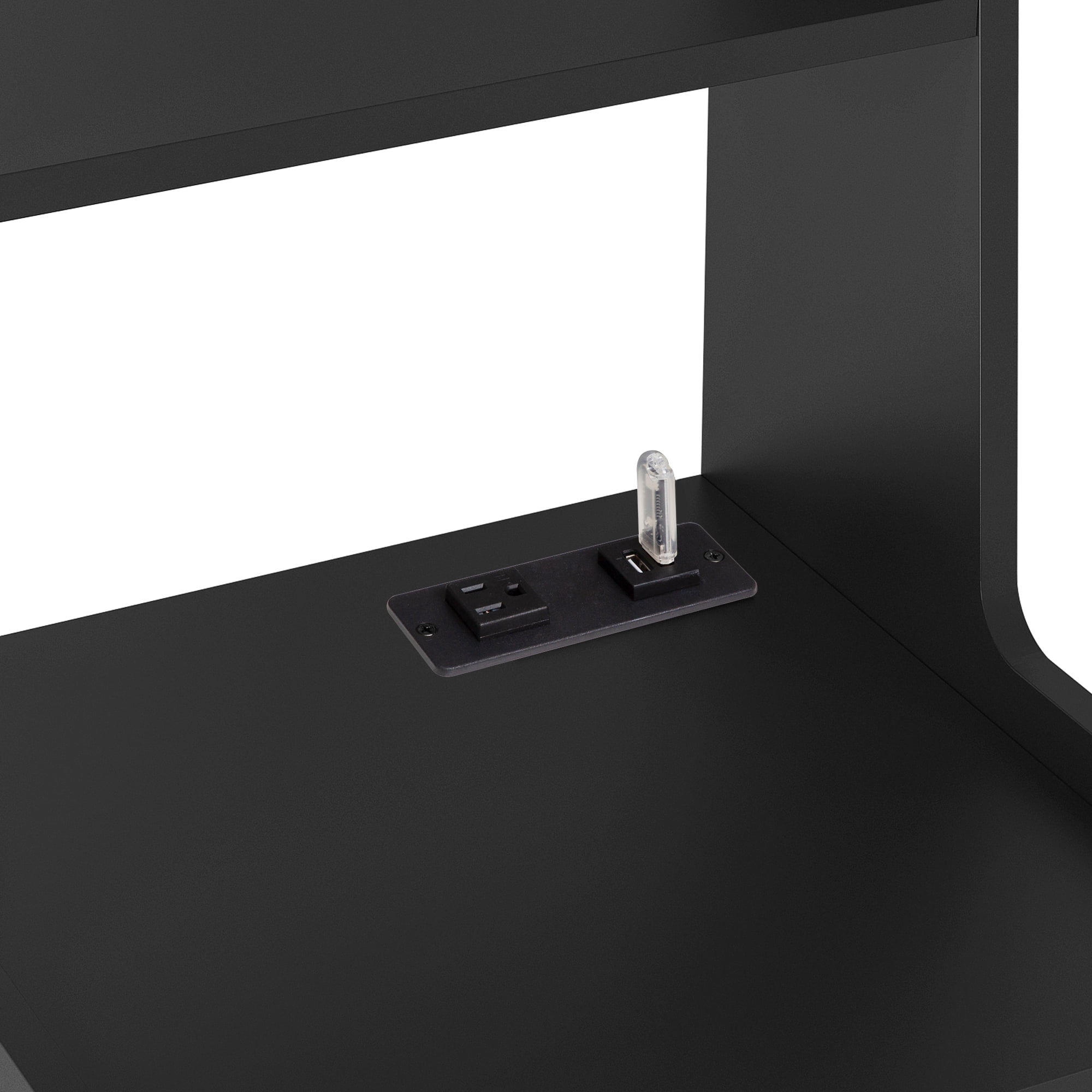 Tall Nightstand Set of 2 with Charging Station,Modern Bedside Tables with Storage Shelves & 2 Drawers for Bedroom,Black
