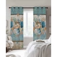 thumbnail image 4 of Teal Blue Brown Beach Coastal Blackout Curtains for Bedroom Living Room Darkening Curtains 54 Inch Long Nautical Shell Starfish Coral Summer Short Curtain for Small Window Treatment Drapes 42"x54"x2, 4 of 9
