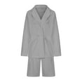 thumbnail image 4 of Scyoekwg Blazer Sets Women 2 Piece Outfits Business Office Work Two Piece Sets Long Sleeve Tops Shorts Sweatsuit Casual Matching Outfits Fashion Outfits Sets (Gray,XXXL), 4 of 6