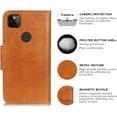 thumbnail image 2 of Google Pixel 5 Case, Retro Wallet Folio Flip Leather Magnetic Buckle Slim Back Cover Built-in Card Holder Slot and Stand for Google Pixel 5 (Brown), 2 of 7