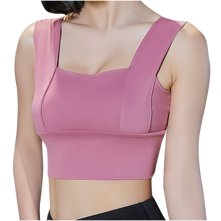 Sports Bra for Women, Criss-Cross Back Padded Strappy Sports Bras Medium  Support Yoga Bra with Removable Cups Purple XL
