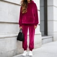 thumbnail image 4 of larppty Velour Lounge Sets for Women 2 Piece Velvet Tracksuits Jogging Hoodie Sweatsuits Soft Sports Leisure Jogger Outfit（Hot Pink， XXL）, 4 of 9