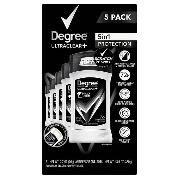 Desodorante antitranspirante Degree Men UltraClear+ 72 horas, 150 ml, 5 unidades