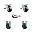 thumbnail image 2 of 4 Inch Phenolic Caster Set with Ball Bearings 2 Brakes 2 Rigid Service Caster, 2 of 2