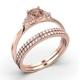 thumbnail image 3 of Dazzling Minimalist 2.25 Carat Round Cut, Affordable Morganite And Diamond Moissanite Engagement Ring, Wedding Ring, Two Matching Band in 10k Solid Rose Gold, Gift For Her, Promise Ring, 3 of 4