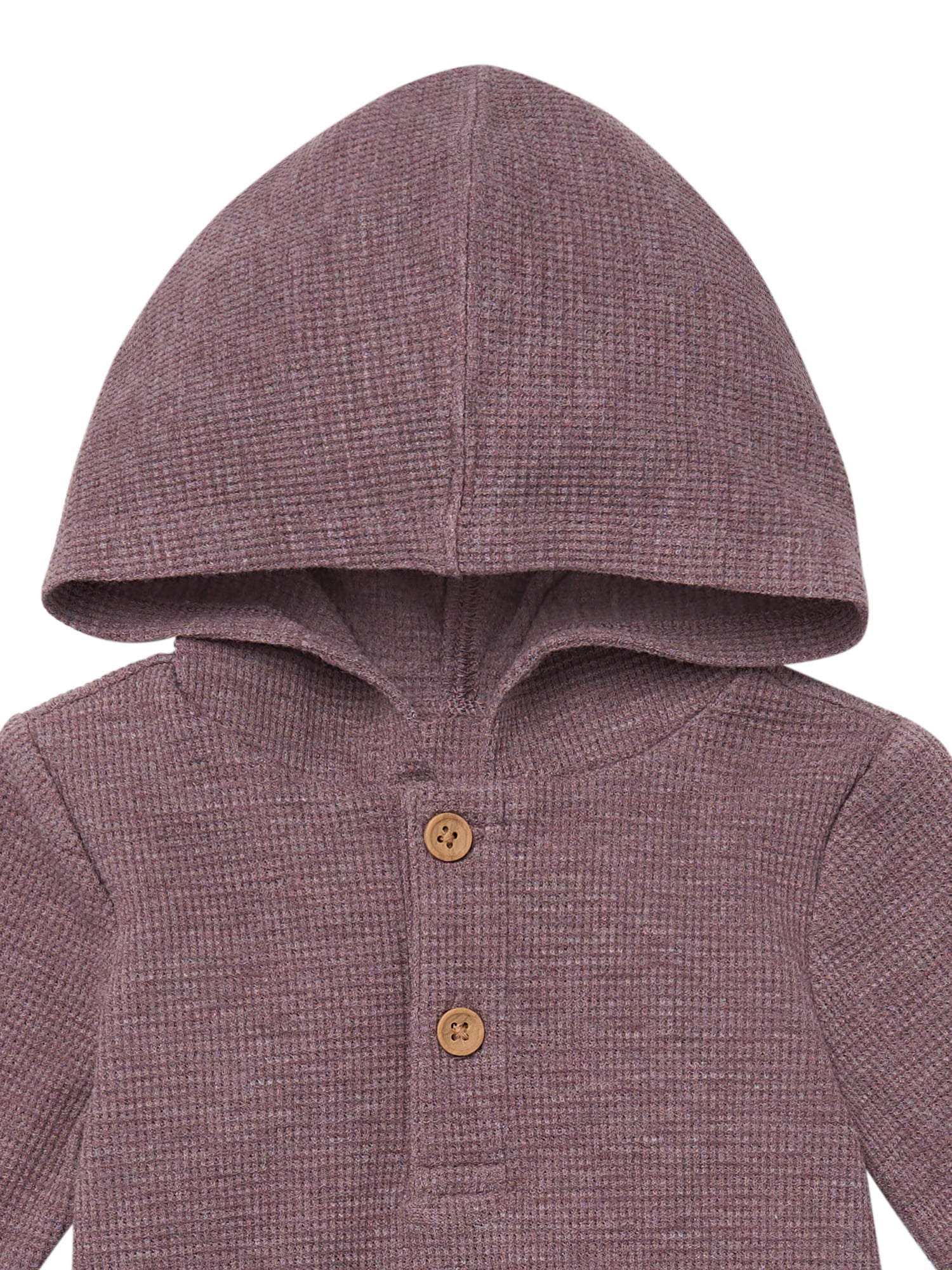 Modern Moments by Gerber Baby Boy Hacci Hooded Long Sleeve Romper, Sizes 0/3 Months - 24 Months