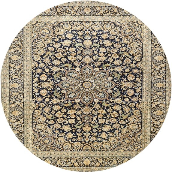 Ahgly Company Indoor Round Traditional Brown Medallion Area Rugs, 4' Round
