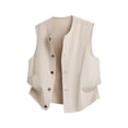 thumbnail image 2 of VBTAPA Men's Lightweight Outerwear Vests Button Down Sleeveless Cardigan Vest Cotton Cargo Vests Fishing Hiking Travel Vest Beige XL, 2 of 7