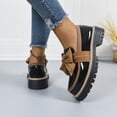 thumbnail image 2 of Women Patent Leather Round Toe Loafers, Bow Accent Chunky Heel Platform Casual Shoes, 2 of 6