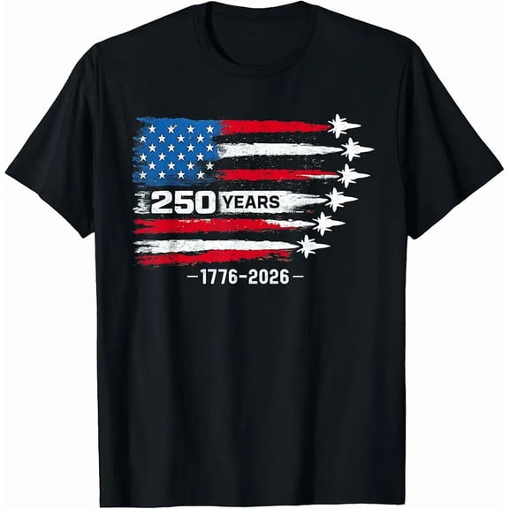Men's Patriotic 250 Years USA Flag Military Jet Anniversary T-Shirt