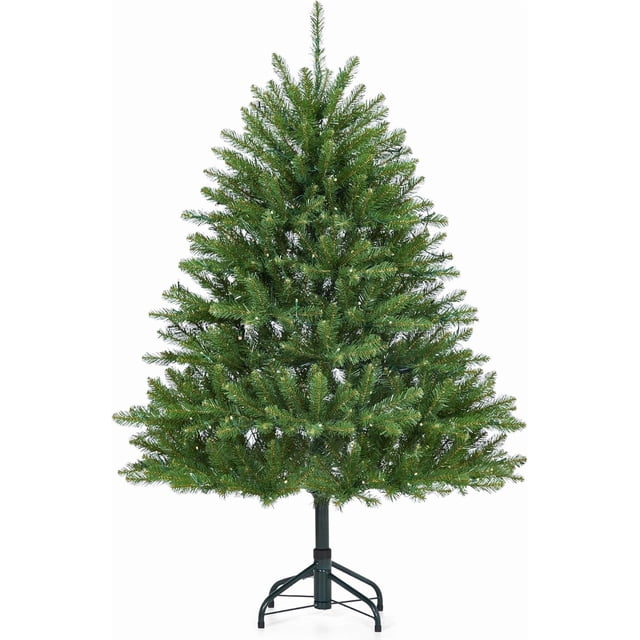 Christmas Artificial Tree 4.5 FT, PVC Mixed Automatic Tree with Dual Color LED Lights, Easy Setup, Durable, Modern Design, Indoor & Outdoor Holiday Decoration