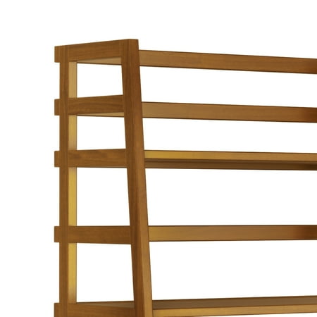 Simpli Home - Acadian Solid Wood 63 inch x 30 inch Rustic Ladder Shelf Bookcase - Light Golden Brown