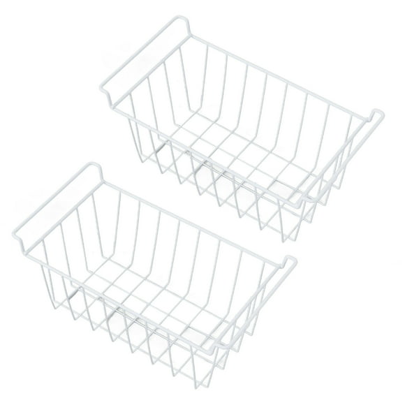 2pcs Refrigerator Freezer Baskets Large Household Wire Storage Basket Containers with Handles Wire Basket Storage Basket for Pantry