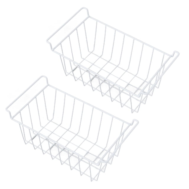 Paquete de 2 Cestas para refrigerador y Congelador, Cestas Grandes de Almacenamiento de Alambre para el Hogar con Asas para Guarde Artículos de Despensa,