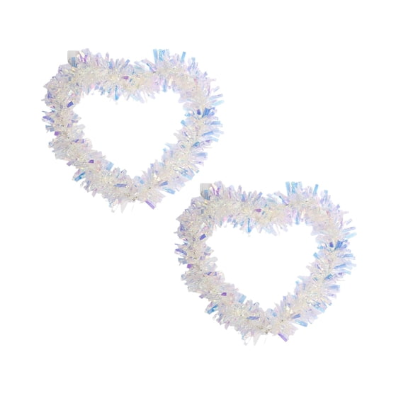 12 Inch Valentine Wreaths for Front Door Decor Red Tinsel Heart Shaped Wreaths with Foil Heart Love Garland Wall Hanging Sign for Valentine Wedding Party Window Mantel Decoration(2 Pcs/Multicolor)