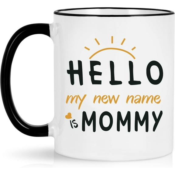 Maustic New Mom Gifts for Women, Hello, My New Name is Mommy Coffee Mug, New Mom Mothers Day Christmas Birthday Gifts, Mom Mommy to Be First Time Mom Gifts, Mom Coffee Mug 11 Oz White