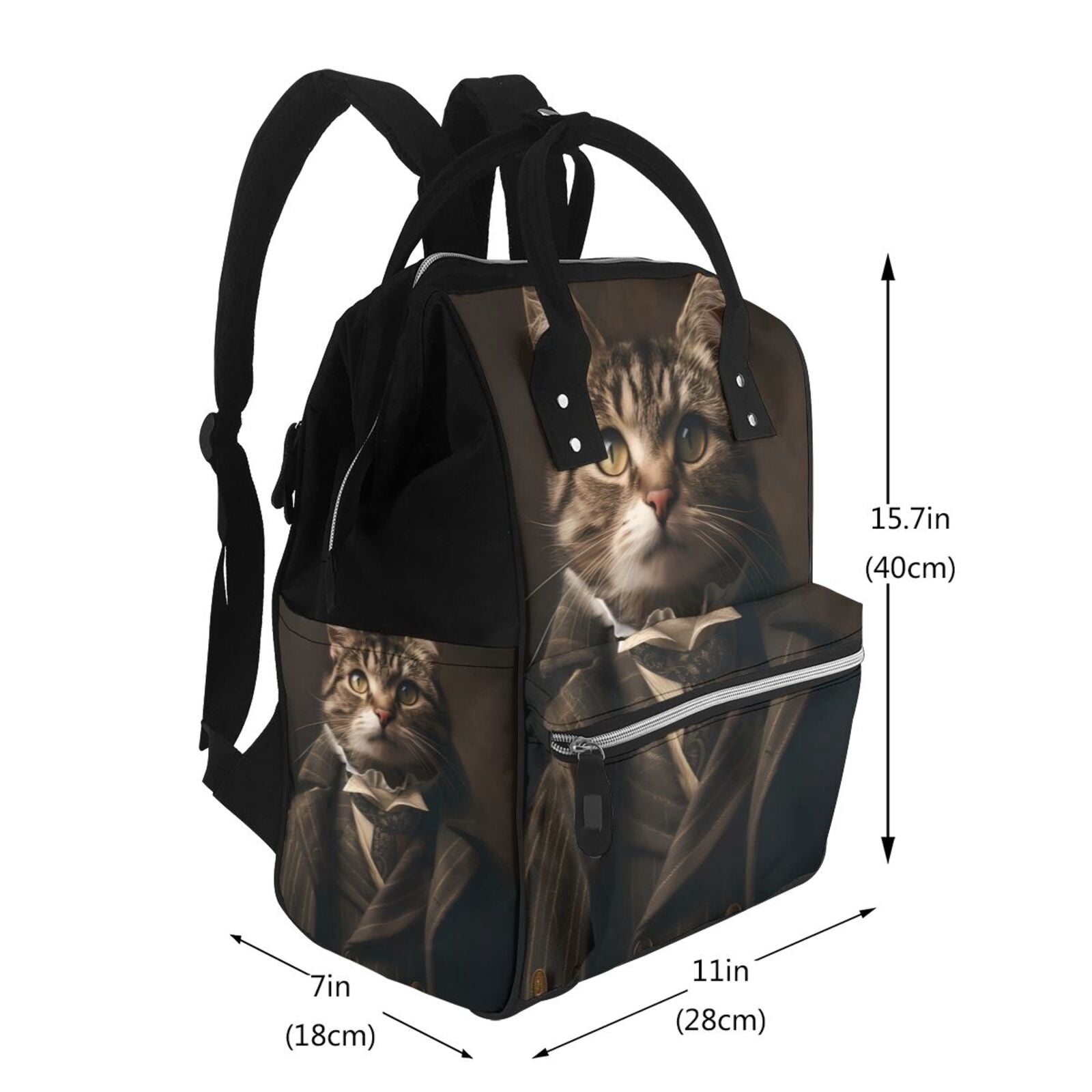 Fuzoiu Victorian Gentle Cat Print Diaper Bag Backpack,Baby Essentials Travel Tote,Multi function Waterproof Diaper Bag, Travel Essentials Baby Bag - Unisex