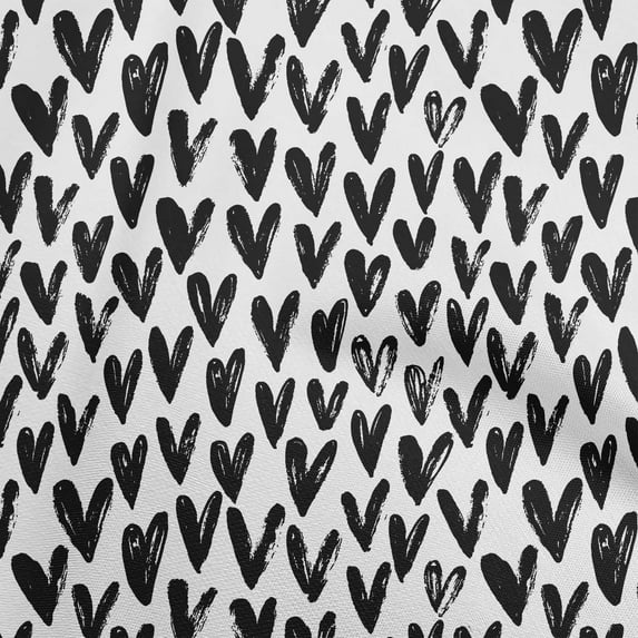 oneOone Viscose Jersey Black Fabric Valentine Heart Sewing Craft Projects Fabric Prints By Yard 60 Inch Wide