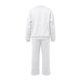 thumbnail image 6 of Lmueinov Women's 2 Piece V-Neck Pullover Sweatshirts Drawstring Wide Leg Pants Lounge Set Soft Fleece Long Sleeve Tops Workout Office Sweatsuit, 6 of 7