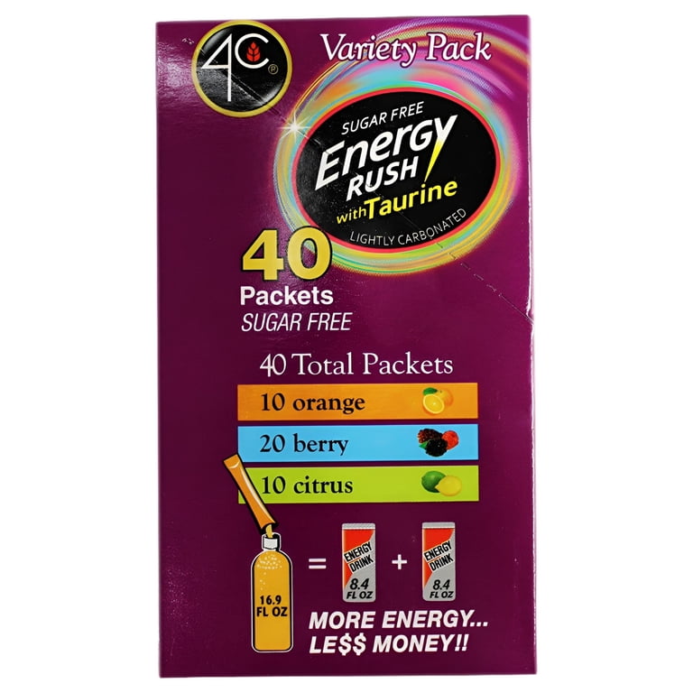 4C Energy Rush Sugar-Free Drink Mix Variety Pack, 40 ct. Packets