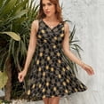 thumbnail image 7 of Black And Gold Geometric Pattern Women's Tank Dress V Neck Sleeveless Summer Sundress, 7 of 7