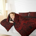 thumbnail image 4 of Homewish Retro Damask Jacquard Queen Comforter Set,Baroque Flower Floral Bedding Sets,Red Black Gorhic Skull Bedding Comforter Set,Super Cozy Room Decoration Reversible,3pcs, 4 of 8