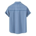 thumbnail image 4 of IYTR Mens Beach Shirts Striped Comfy Summer Fashion Short Sleeve T Shirts Button Up Lapel Casual Tropical Hawaiian Shirts With Pocket Blue M, 4 of 5