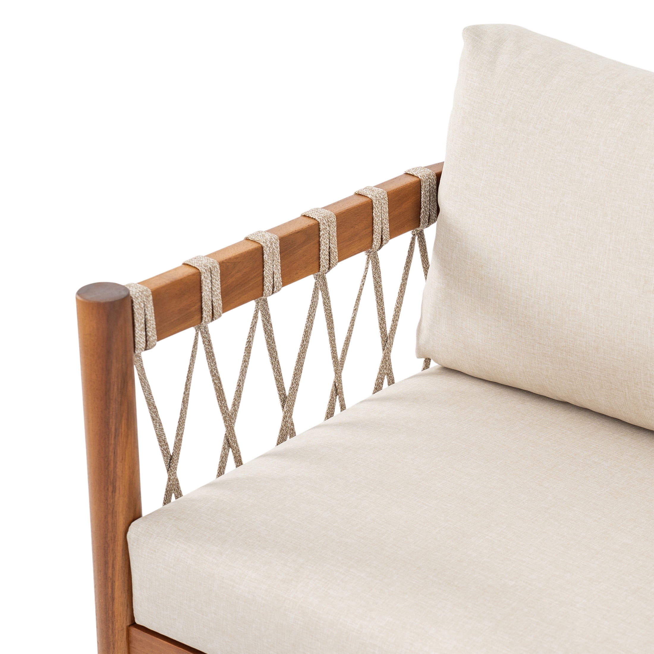 Christopher Knight Home Coastal Haven Outdoor Chair Acacia Wood with Beige Cushions, Single
