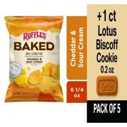 Ruffles Baked Potato Crisps Cheddar & Sour Cream 6 1/4 Oz - Pack of 5 & Lotus Biscoff Cookie - 0.2 Oz - 1 ct