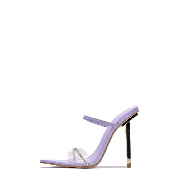 Cape Robbin Rochella Lilac Square Open Toe Stiletto Rhinestone Strap High Heels (Lilac, 5)
