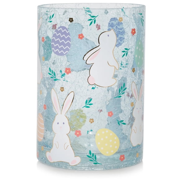Yankee Candle BUNNIES Easter Large Crackle Glass Jar Candle Holder